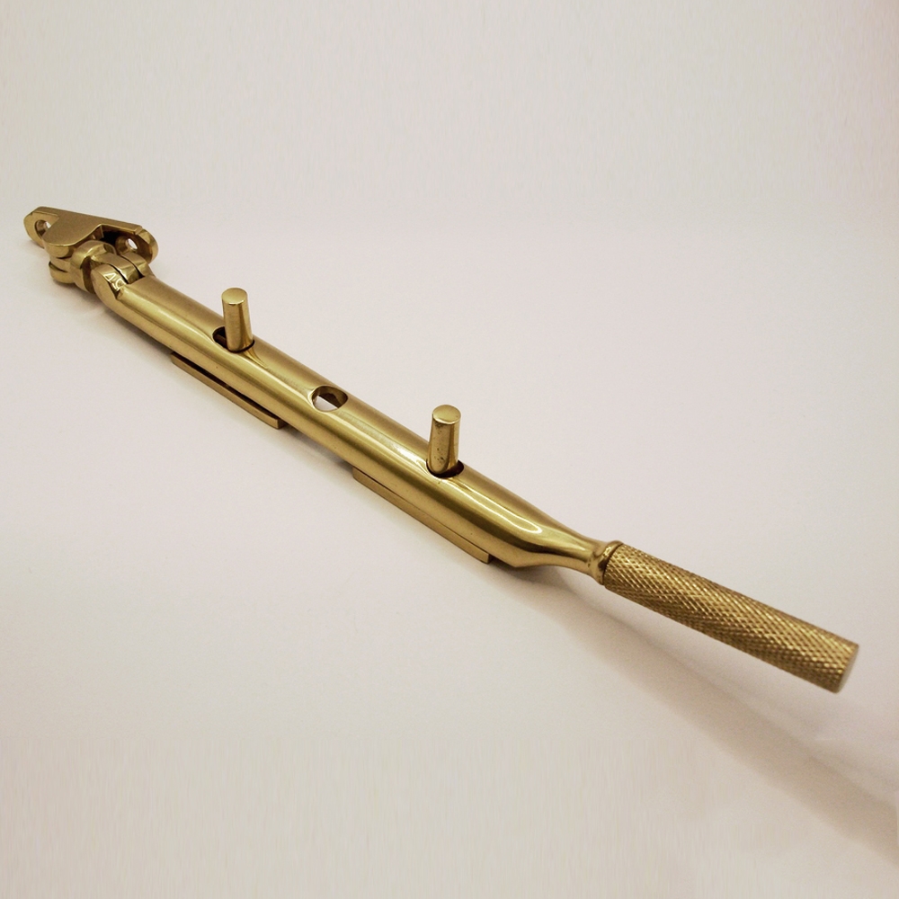 THD074/PB • 200mm • Polished Brass • Knurled End Casement Stay